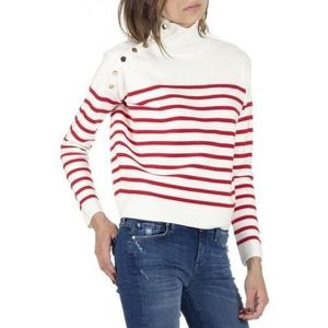 MAJE Montauban jumper turtleneck sailor sweater striped wool sz Medium